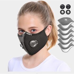 Sport Mask Cycling Face Mask Activated Carbon Filter Breathing Valves With Filter (Option: BLACK)